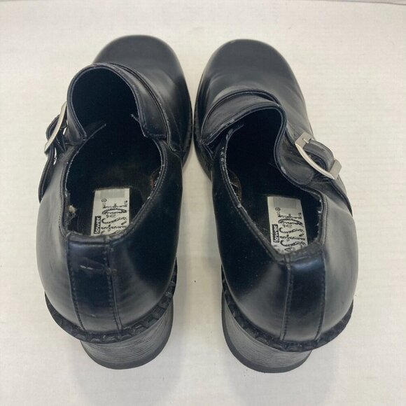 Vintage Chunky Heels Buckle Shoes Loafers Womens 9.5 Goth Punk Grunge Black‎ - Picture 16 of 16
